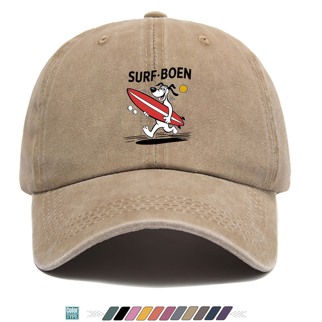 1pc Surfing Dog Fun Print Baseball Cap, Comfortable Breathable Sun Hat, Fashionable Individual Aesthetic Unisex Cap, Adjustable Size Casual Street Hat, Beach Vacation Hat, Suitable for Surfing, Beach, Vacation, Party, Outdoor Sports