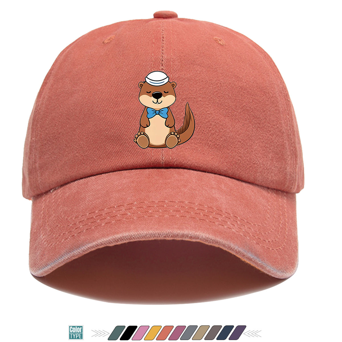 1pc Cartoon Otter Print Baseball Cap, Cute Animal Pattern Sun Hat, Fashion Casual Trendy Cap, Unisex Adjustable Duckbill Cap, Outdoor Travel Sunshade Hat, Outfit Hat, Bestie Shopping Photography Hat, Hiking Riding Hat, Daily Commute Versatile Hat