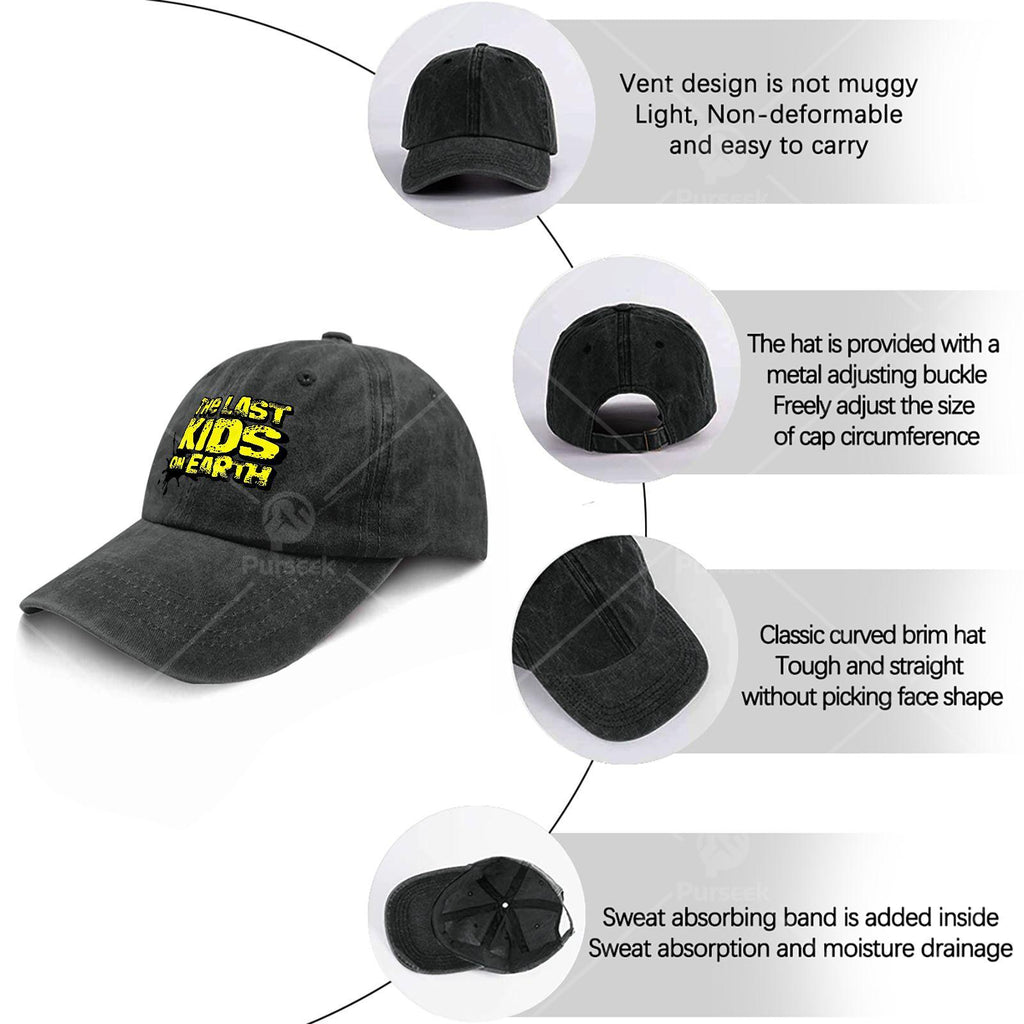 The Last Kids on Earth Retro Washed Distressed Baseball Cap - Unisex Low-Profile Suitable for Christmas, Games & 4th of, Iconic Full-Body Print, Lightweight Round Cap for Casual Wear & Themed Events