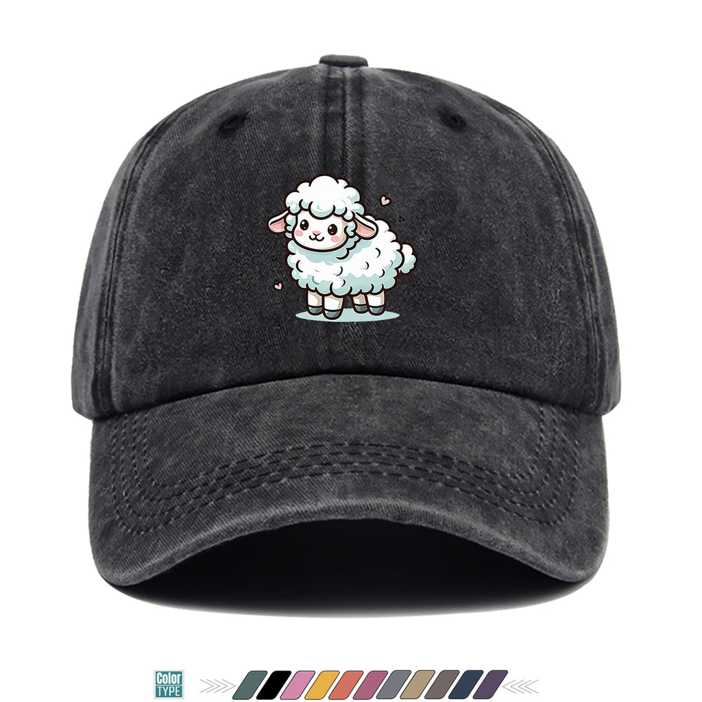 1pc Cute Cartoon Sheep Print Baseball Cap, Soft Breathable Sun Hat, Adorable Healing Style Fashion Hat, Unisex Adjustable Duckbill Cap, Casual Outing Hat, Girly Bestie Hat, Suitable for Picnics, Shopping, Strolling, Travel