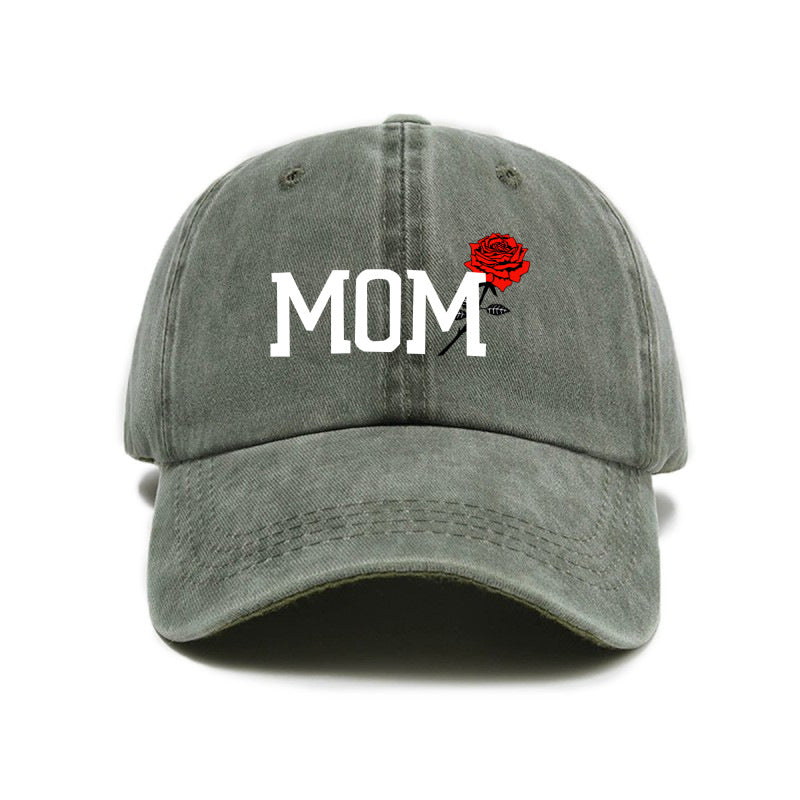 1 Top Water Washed Old Printed Baseball Cap Adult Casual Versatile Retro Old Style MOM Printed Water Washed Soft Top Baseball Cap Unisex Sun Hat