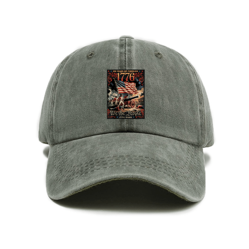 1776 American Elements Print Baseball Cap | Fashionable, Unisex, Casual Outdoor, Adjustable Buckle Closure, Hand Washable