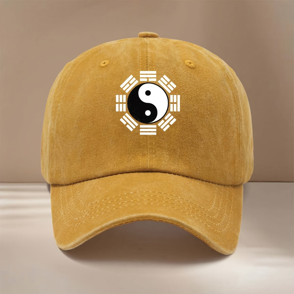 Men' & Women' Tai Chi Bagua Print Baseball Cap - Duckbill Trucker Hat with Yin-Yang Martial Arts, Curved Brim Suitable for Outdoor, Hip-Hop, All-Season Casual Wear, Taiji Training