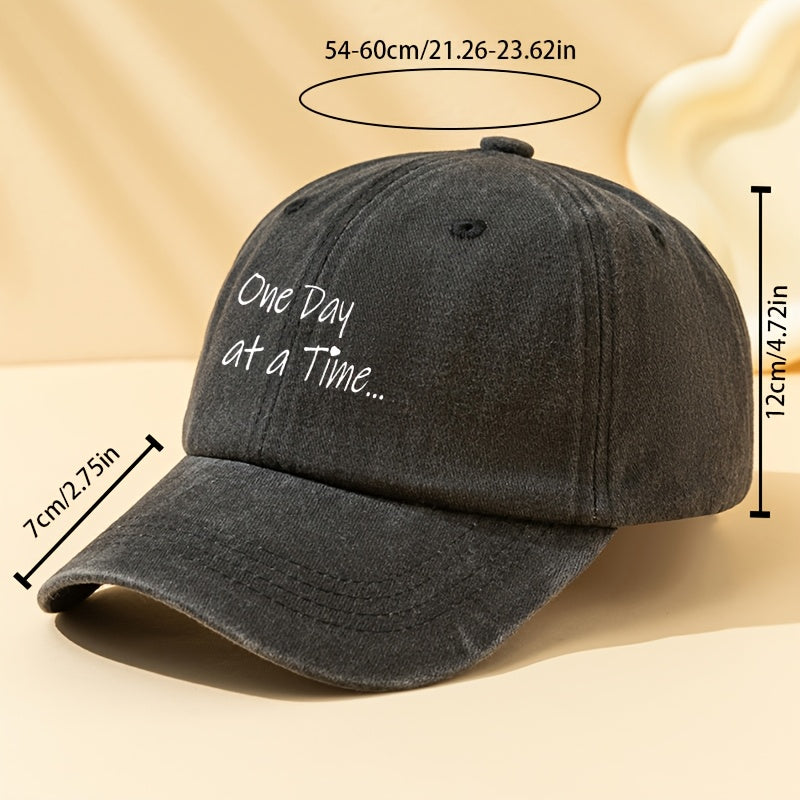 Men's Vintage ONE DAY AT A TIME Lettering Baseball Cap - Soft Breathable Hat Suitable for Dad, Boyfriend Birthday & Father's Day Gifts, Outdoor Casual Wear, Hand Washable Textile Material