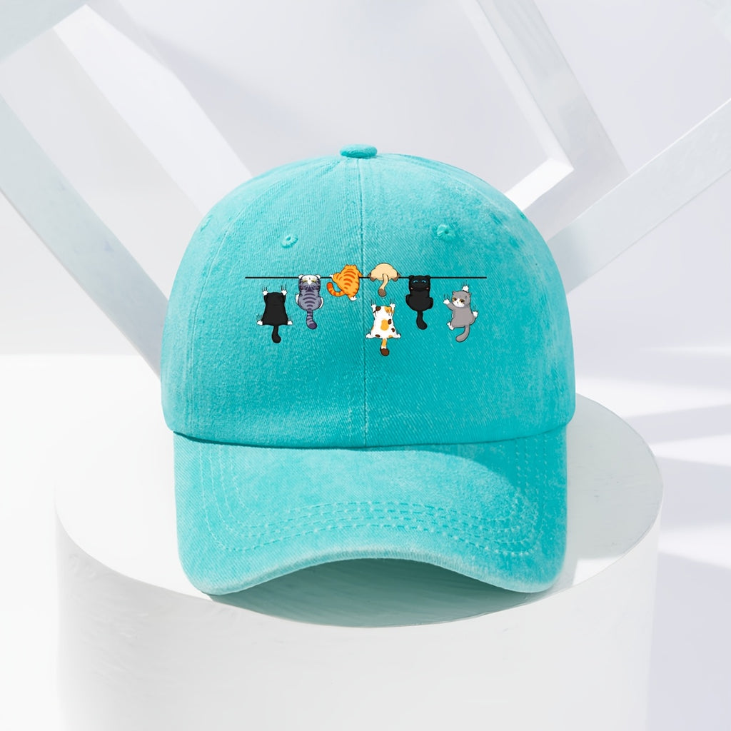 Super Cute Cat-themed Baseball Cap, the Perfect Choice for Street Fashion, with a Fun and Vibrant Design Suitable for Any Season