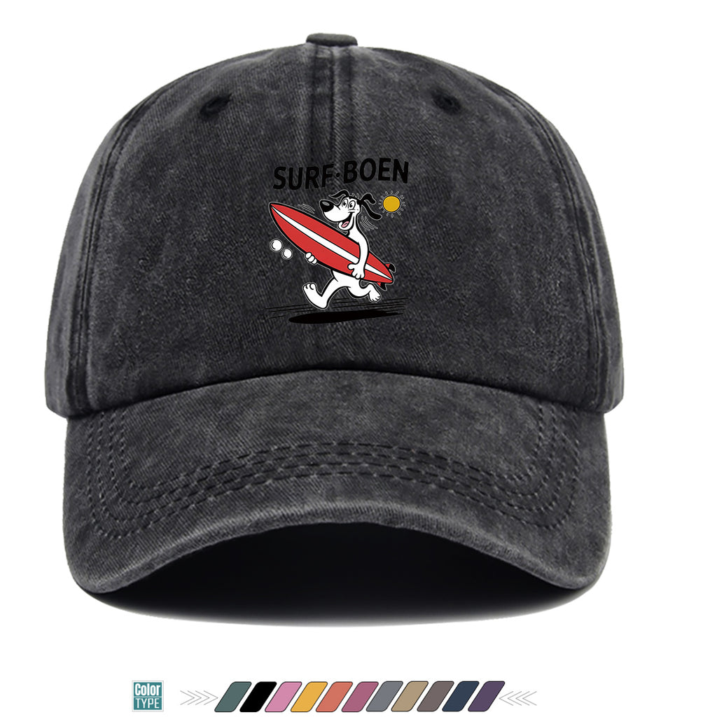 1pc Surfing Dog Fun Print Baseball Cap, Comfortable Breathable Sun Hat, Fashionable Individual Aesthetic Unisex Cap, Adjustable Size Casual Street Hat, Beach Vacation Hat, Suitable for Surfing, Beach, Vacation, Party, Outdoor Sports