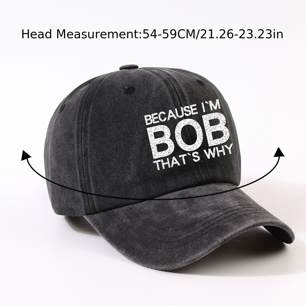 1 Fashion BOB Letter Embroidered Trendy Baseball Cap Unisex Outdoor Adjustable Dad Hat Street Cycling Face Slimming Versatile Curved Brim Baseball Cap