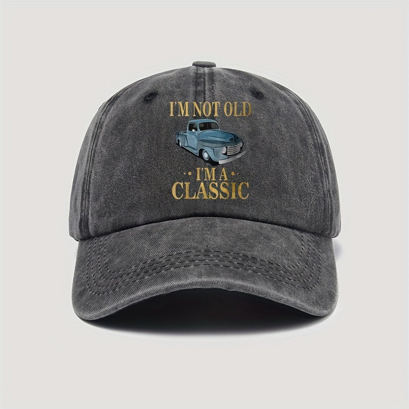 [I'M Not Old] Floral Men'S Washed Baseball Cap, Vintage Style Fashion Adjustable Outdoor Casual Sports Hat