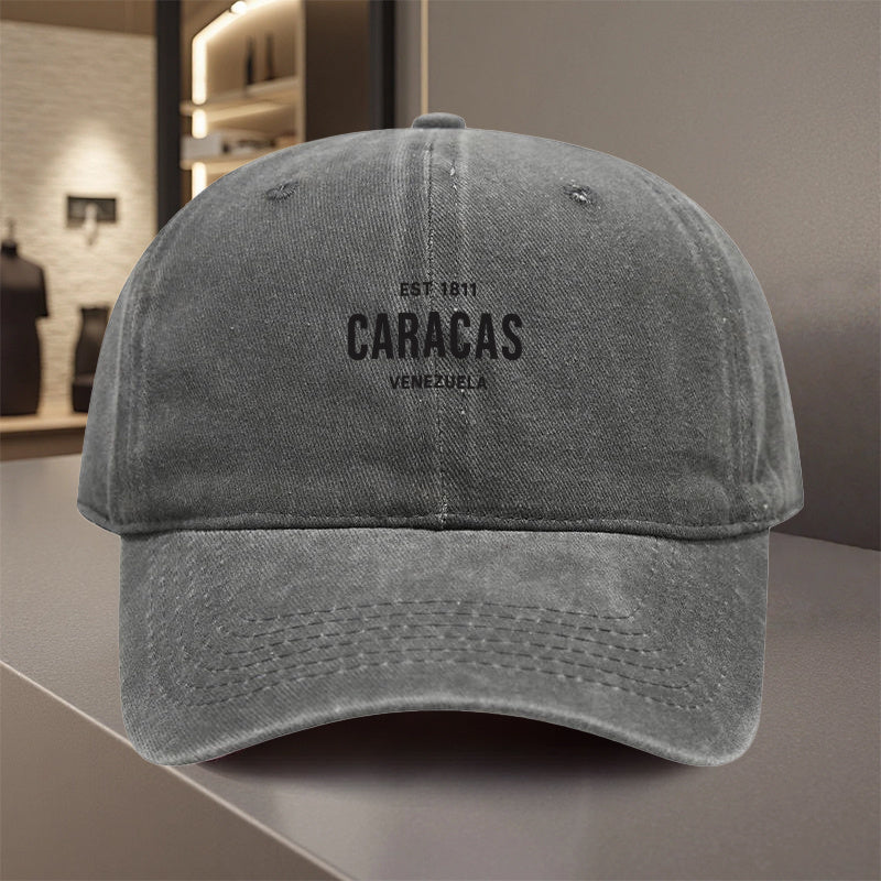 1 Caracas Venezuela Vintage Baseball Cap - Adjustable Snapback Hat with Traditional Venezuelan Design, Lightweight Polyester for Men and Women, Suitable for Outdoor Sports, Travel, Casual and Formal Occasions - Comfortable, Breathable, and Durable