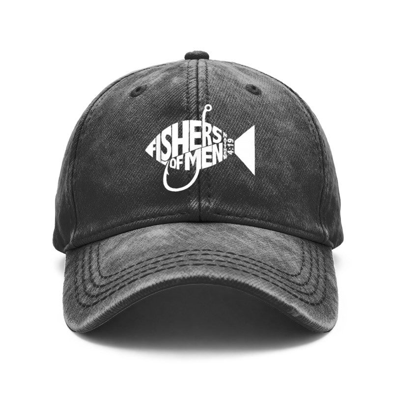 1pc Retro Style Unisex Baseball Caps, Fishers of Men, Christian Faith Design, Adjustable, Ideal for Outdoor Activities And Casual Use, Gifts for Both Men And Women, Friends. Featuring Fishing Hook, Matthew 4:19 Verse