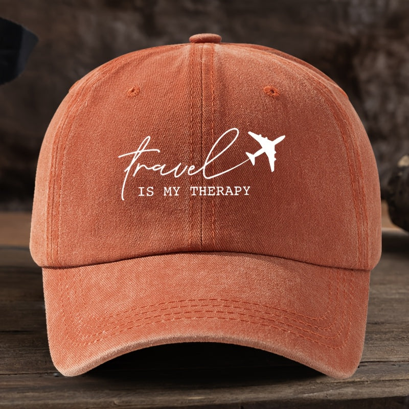 Fun Letter Airplane Print Baseball Cap Classic Washed Distressed Retro Curved Brim Hat Outdoor Casual Sports Running Hiking Camping Fishing Hat Soft Comfortable Dad Hat Individual Street Rock Hip-Hop Hat