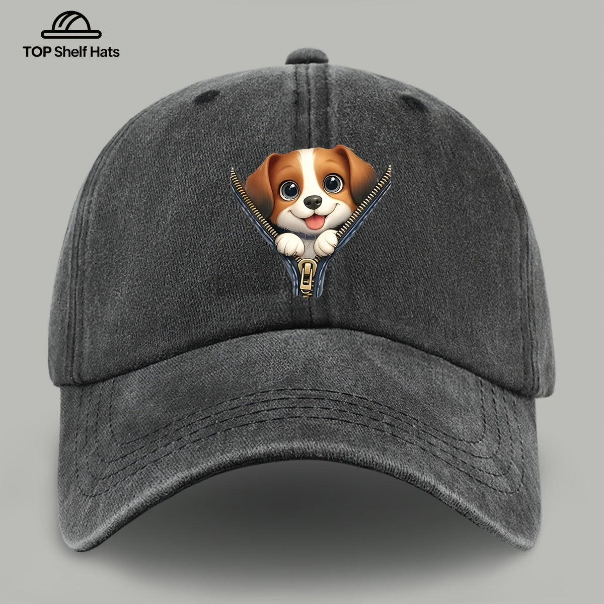 1pc Cute Playful Dog Pattern Design Printed Baseball Cap, Ideal Gift for Dog Lovers, Lightweight Comfortable And Breathable, Adjustable Size, Black PAPA Truck Driver Retro Dad Hat, Mom'S Beach Vacation Sun Hat, Youth Couple Outdoor Skate Cap