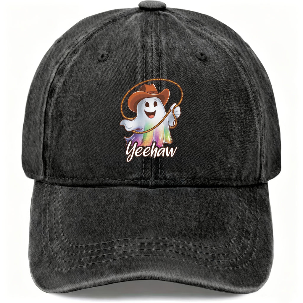 Cute Cowboy Ghost Print Baseball Cap, Fashionable And Trendy, Unisex And Adjustable, Suitable for Halloween Street Casual Wear