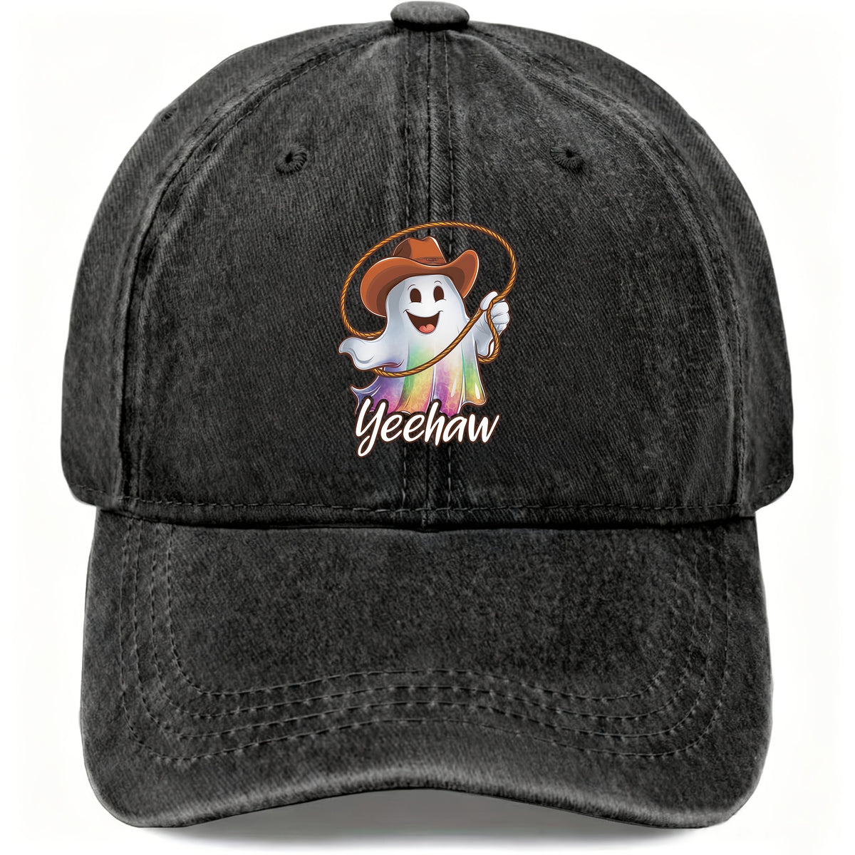 Cute Cowboy Ghost Print Baseball Cap, Fashionable And Trendy, Unisex And Adjustable, Suitable for Halloween Street Casual Wear