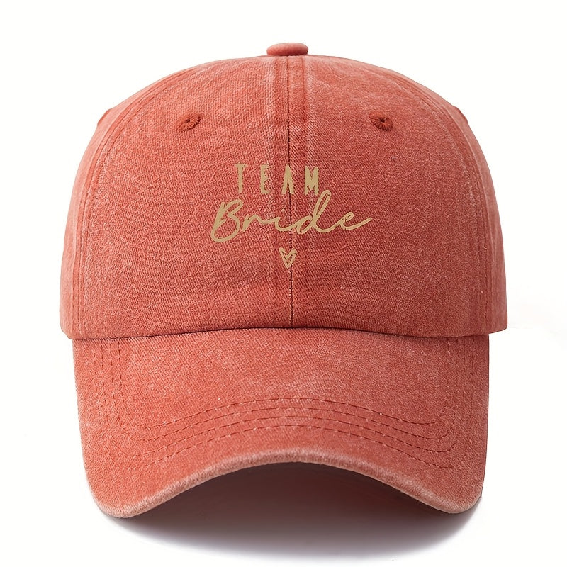 "TEAM Bride" Embroidered Baseball Cap - Stylish Black, Olive Green, Pink, And Navy Blue Options, Casual & Outdoor Lightweight Trucker Hat with Adjustable Snapback, Casual Headwear | Embroidered Design | Lightweight