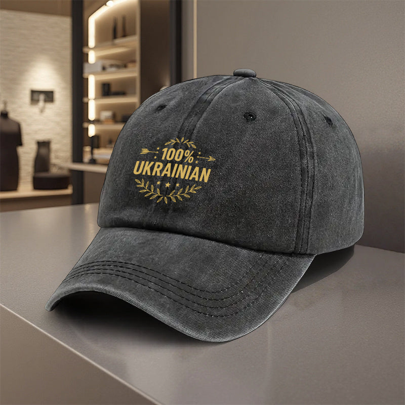 1pc, Adjustable Baseball Cap with "100% Ukrainian" Design, Polyester Fiber Lightweight Printed Craft, Suitable for Outdoor Sports And Camping Enthusiasts, Trendy Couple Hat, Golf Cap, Trucker Cap, Fashionable Baseball Cap