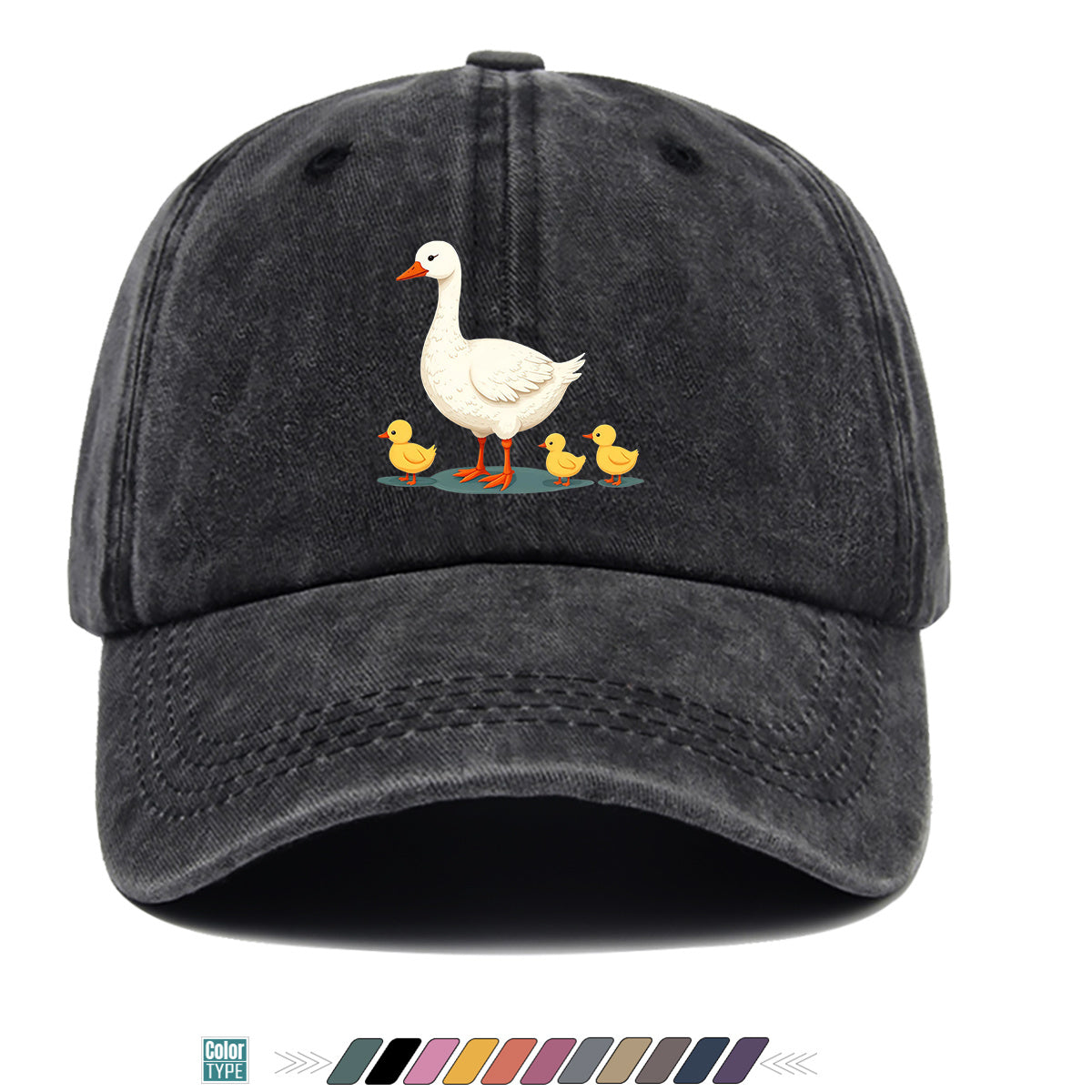 1pc Mother Goose And Three Little Yellow Ducks Warm Printed Baseball Cap Cute Pattern Sun Hat Fashionable And Versatile Unisex Duck Tongue Cap Adjustable Size Dad Fishing Hat Mom Strolling Hat Couple Skateboard Hat Suitable for Park Play