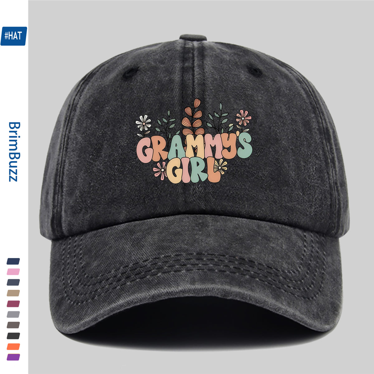 A Floral Letter GRAMMYS Printed Baseball Cap, Designed for Home and Leisure Decoration, a Sun Hat That Is Comfortable and Lightweight, Available in Multiple Colors, with Adjustable Buckle, Suitable as a Commuter Dad Hat, Vintage Accessory, Exquisite