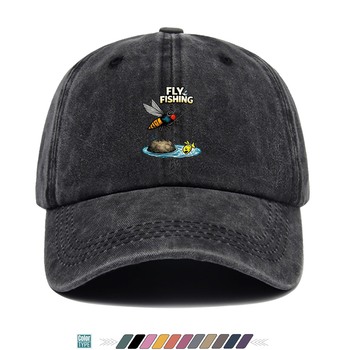 1pc Fun Insect Fishing Print Baseball Cap, Trendy Cartoon Pattern, Comfortable and Breathable Sun Hat, Stylish and  Unisex Design, Adjustable Size, Casual Streetwear Hat, Outdoor Fishing Hat, Travel and Vacation Hat, Versatile for Daily Outings