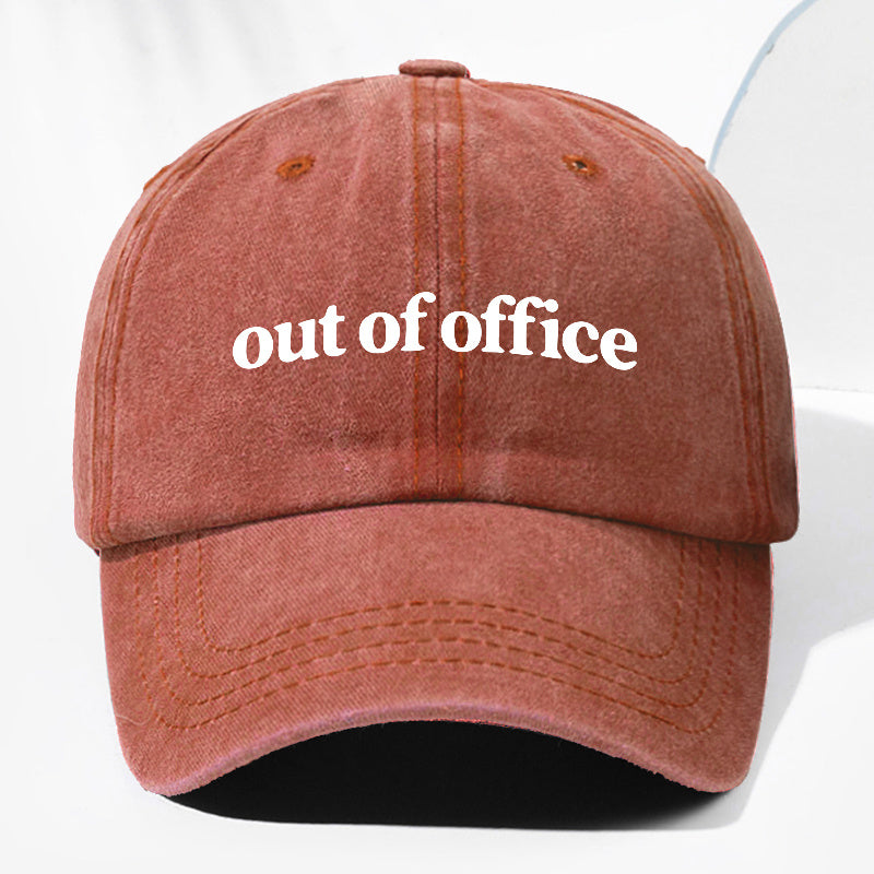 Unisex "Out of Office" Letter Print Washed Vintage Baseball Cap, Fashionable Sun Outdoor Hat for Men and Women, Adjustable Trucker Hat Suitable for All Seasons and Daily Wear