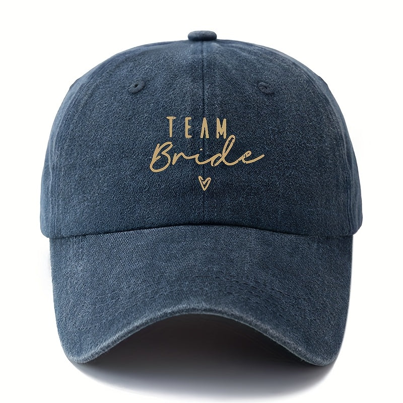 "TEAM Bride" Embroidered Baseball Cap - Stylish Black, Olive Green, Pink, And Navy Blue Options, Casual & Outdoor Lightweight Trucker Hat with Adjustable Snapback, Casual Headwear | Embroidered Design | Lightweight