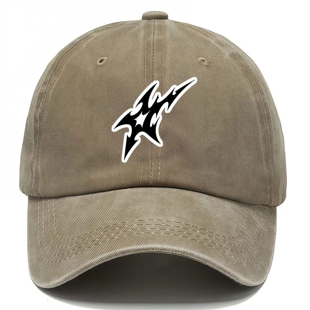 Men' & Women' Vintage Washed Baseball Cap with Abstract Sharp Pattern - Lightweight Breathable Outdoor Hip-Hop Hat, Adjustable Pull String Closure, Machine Washable Suitable for Sports, Casual Wear, Urban Fashion