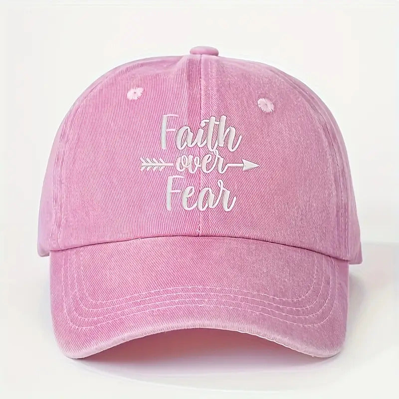 1 FAITHOVERFEAR (Rebranded as coolcheer) Adjustable Snapback Baseball Cap - Unisex Lightweight Breathable Trucker Hat with Curved Brim, Metal Buckle Closure, All-Season White Washed Look for Men & Women, Golf, Casual (Hand Washable) -