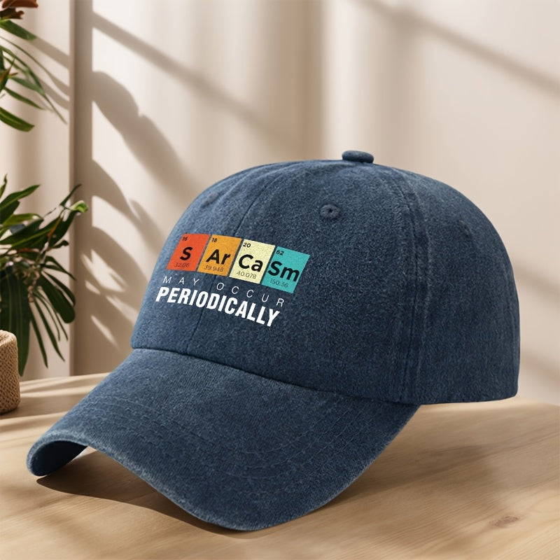 PERIODICALLY Statement Print Baseball Cap Classic Washed Distressed Vintage Duckbill Cap Soft Top Comfortable Adjustable Sun Hat