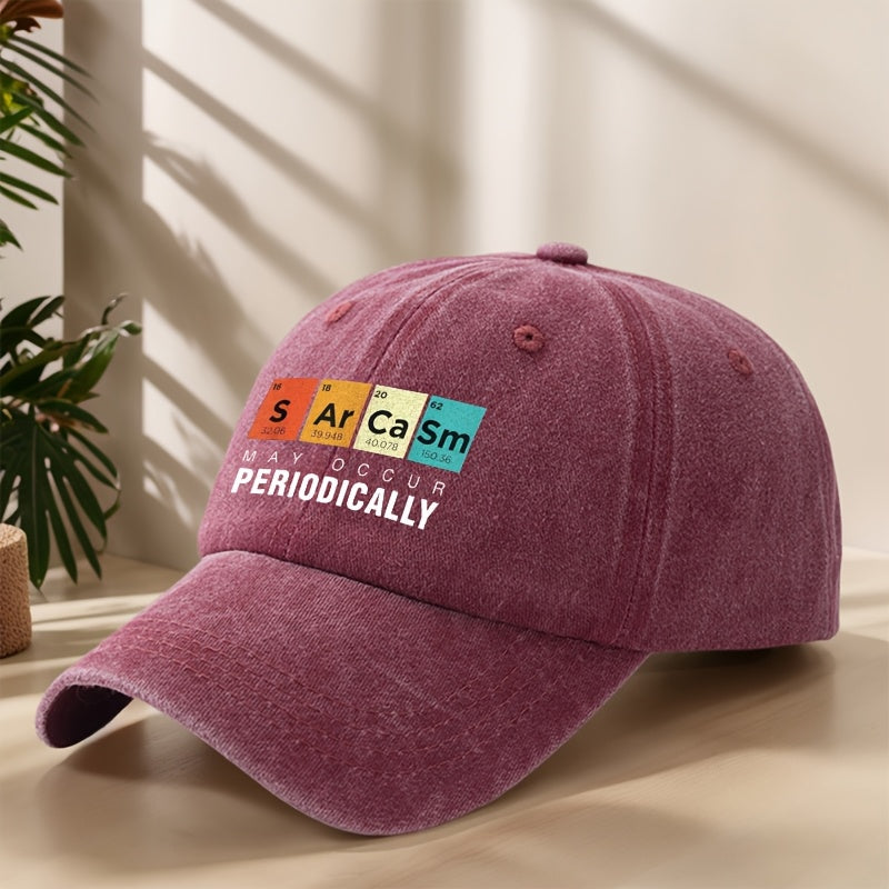 PERIODICALLY Statement Print Baseball Cap Classic Washed Distressed Vintage Duckbill Cap Soft Top Comfortable Adjustable Sun Hat
