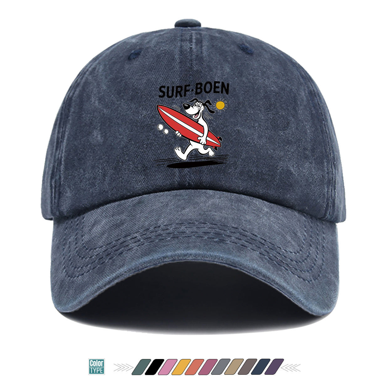 1pc Surfing Dog Fun Print Baseball Cap, Comfortable Breathable Sun Hat, Fashionable Individual Aesthetic Unisex Cap, Adjustable Size Casual Street Hat, Beach Vacation Hat, Suitable for Surfing, Beach, Vacation, Party, Outdoor Sports