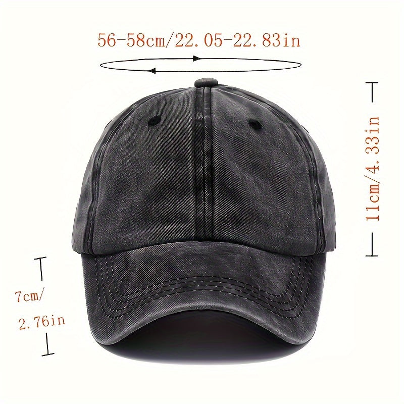 Unisex Vintage Washed Baseball Cap - Adjustable Breathable Dad Hat with Distressed 'C' Logo, Lightweight 100% Viscose Rayon, Multi-Color Options for Outdoor & Casual Wear, Retro Style, Adjustable Fit