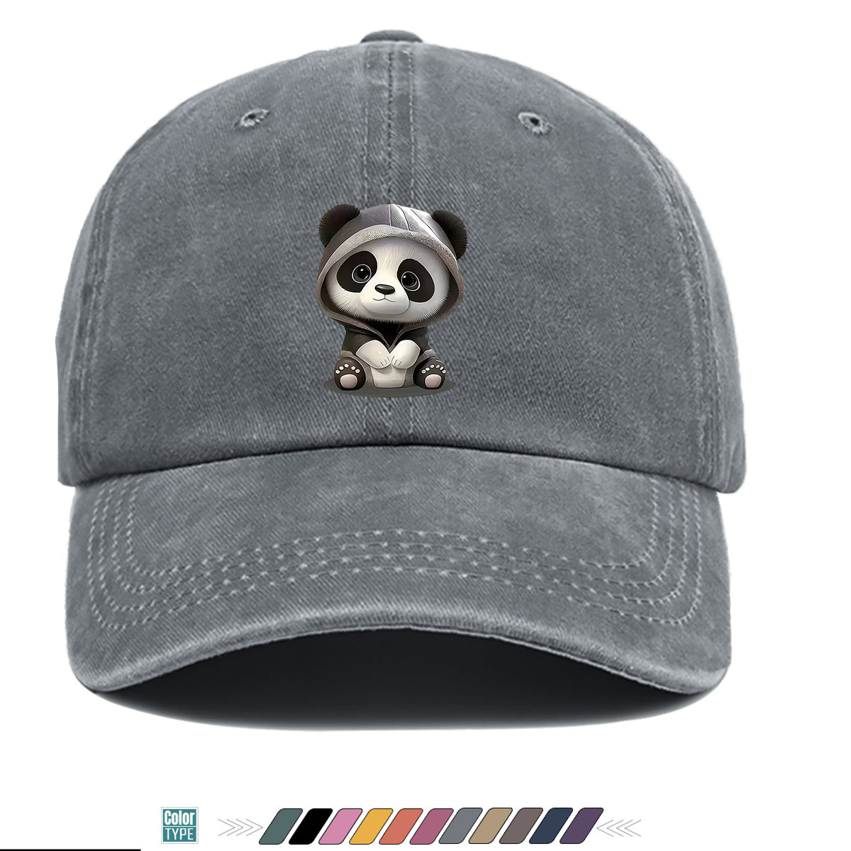 1pc Panda Hoodie Cartoon Print Baseball Cap Cute Panda Pattern Comfortable And Breathable Duck Tongue Hat Fashionable And Versatile Unisex Baseball Cap Adjustable Size Daily Hat Couple Outing Hat Suitable for Shopping, Playing, Dating, Daily Life