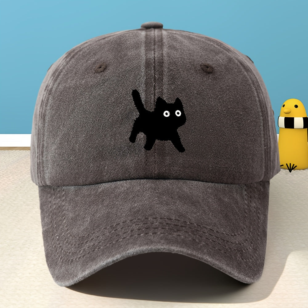A Unisex Printed Baseball Cap, Unisex Classic Washed Distressed Retro Duck Tongue Hat, Outdoor Leisure Sports Shopping Vacation Hat, Personalized Street Rock Rap Hip-Hop Hat, Soft And Comfortable, Sweat-Absorbent, Adjustable Hat