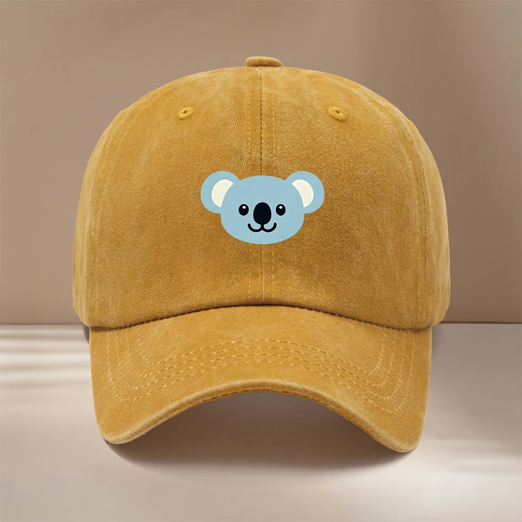 This Is a Cartoon Koala Pattern Printed Baseball Cap, Fashionable Comfortable Adjustable Size 6-Panel Hat Unisex Lightweight Individual Style Duckbill Cap Outdoor Sports Dining Camping Matching Easy Trendy Curved Brim Hat Sports Event Cheerleading M
