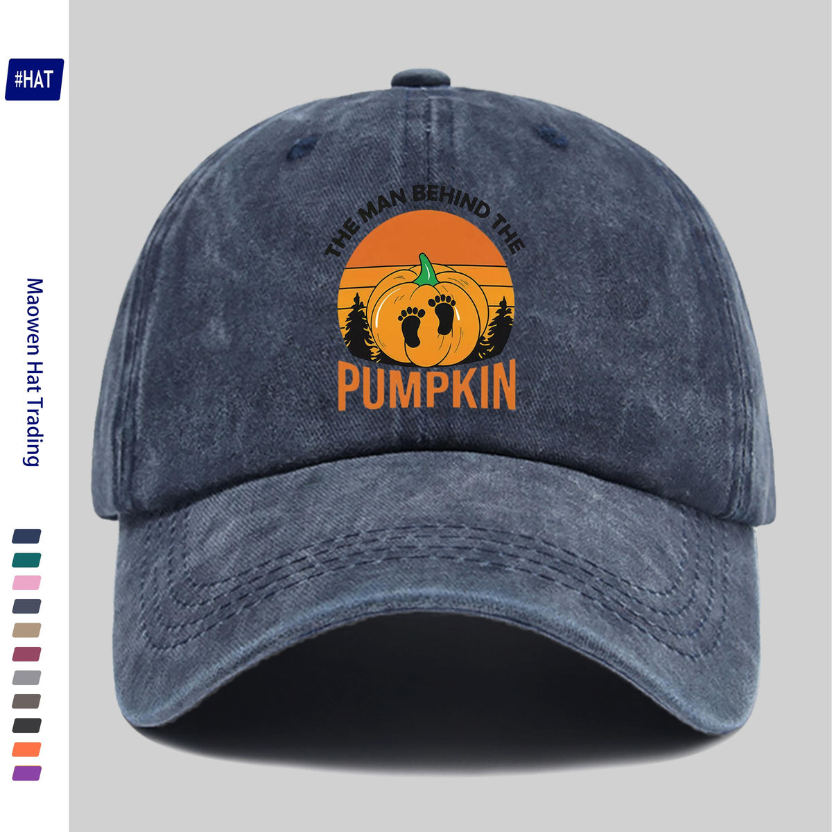 1 Halloween Pumpkin Footprint Pattern Heat-Pressed Washable Cap, New Vintage-Style Baseball Cap for Autumn And Winter, Unisex Adjustable Lightweight Outdoor Cap, Suitable for All Seasons, Travel And Casual Wear, Ideal for Sports Enthusiasts, Durable