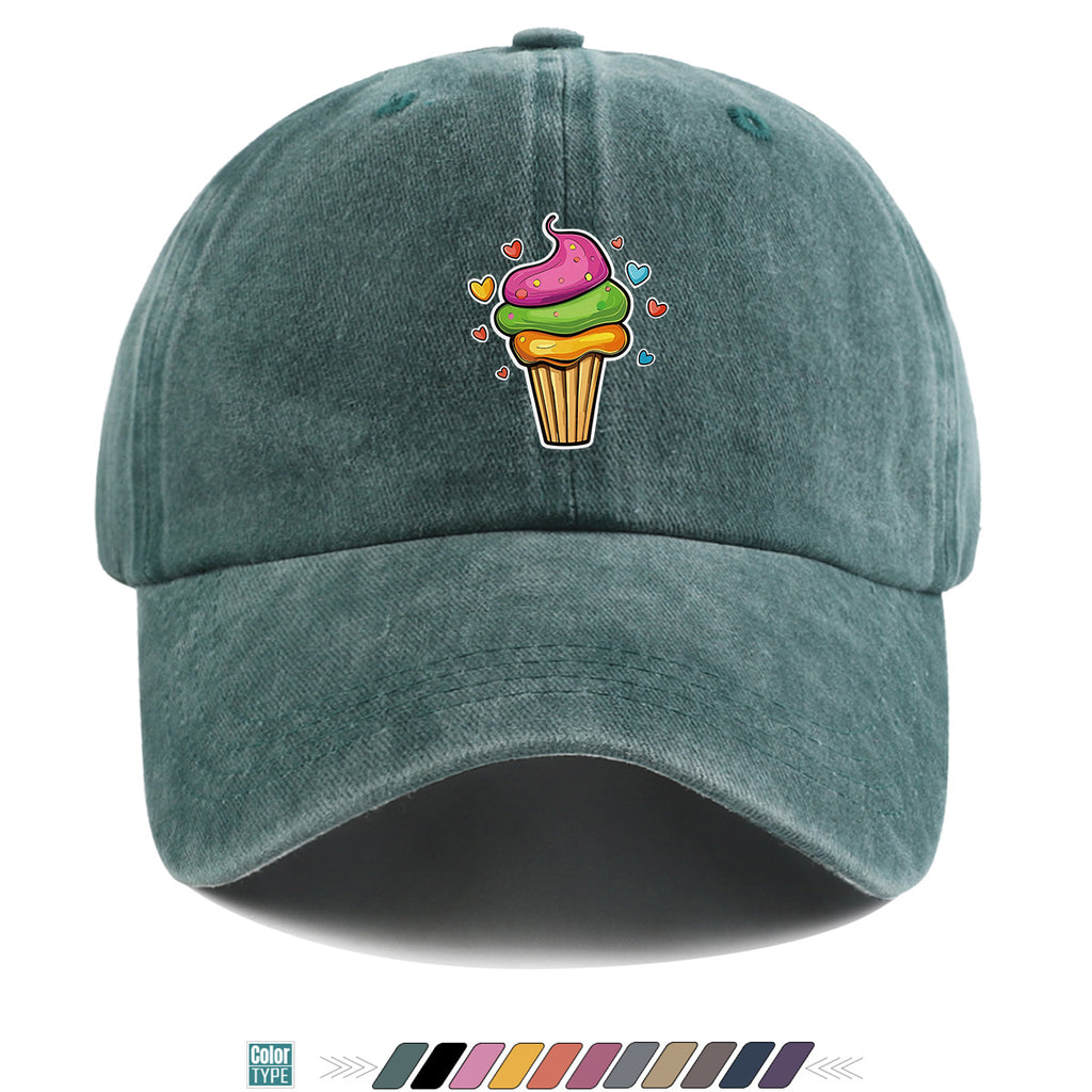 1pc Colorful Cream Cake Print Baseball Cap, Sweet Cute Sun Hat, Fashionable Individual Aesthetic Unisex Cap, Adjustable Size Street Trendy Hat, Bestie Outing Hat, Suitable for Daily Commute, Dates, Parties, Amusement Parks, Afternoon Tea