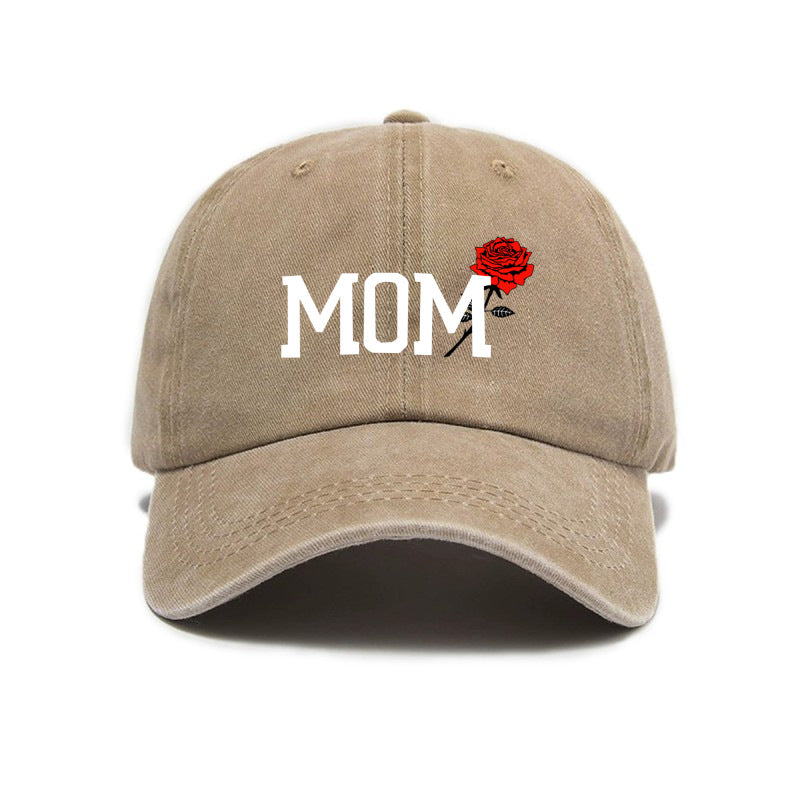 1 Top Water Washed Old Printed Baseball Cap Adult Casual Versatile Retro Old Style MOM Printed Water Washed Soft Top Baseball Cap Unisex Sun Hat