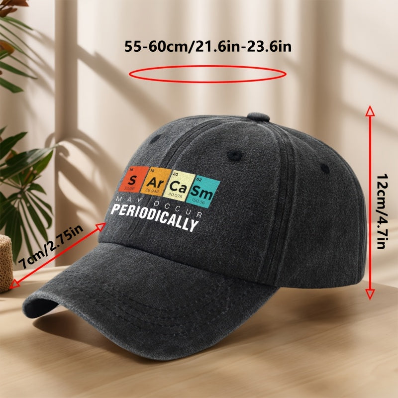 PERIODICALLY Statement Print Baseball Cap Classic Washed Distressed Vintage Duckbill Cap Soft Top Comfortable Adjustable Sun Hat
