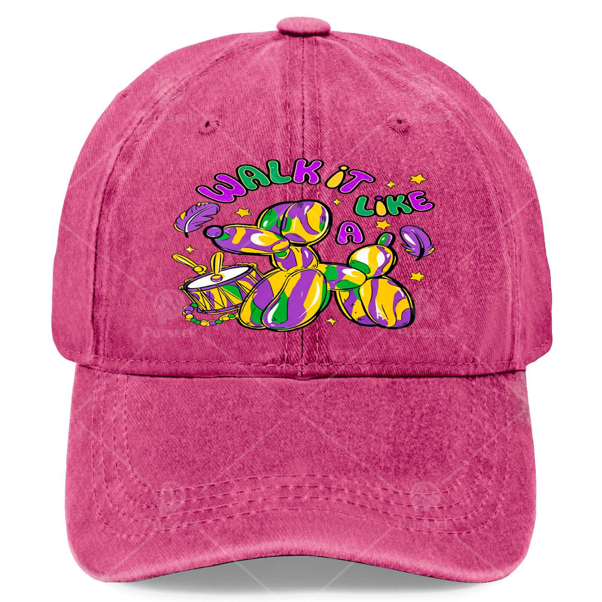 Womens Walk It Like a Dog Mardi Gras Louisiana Brushstroke Dog Baseball Hat
