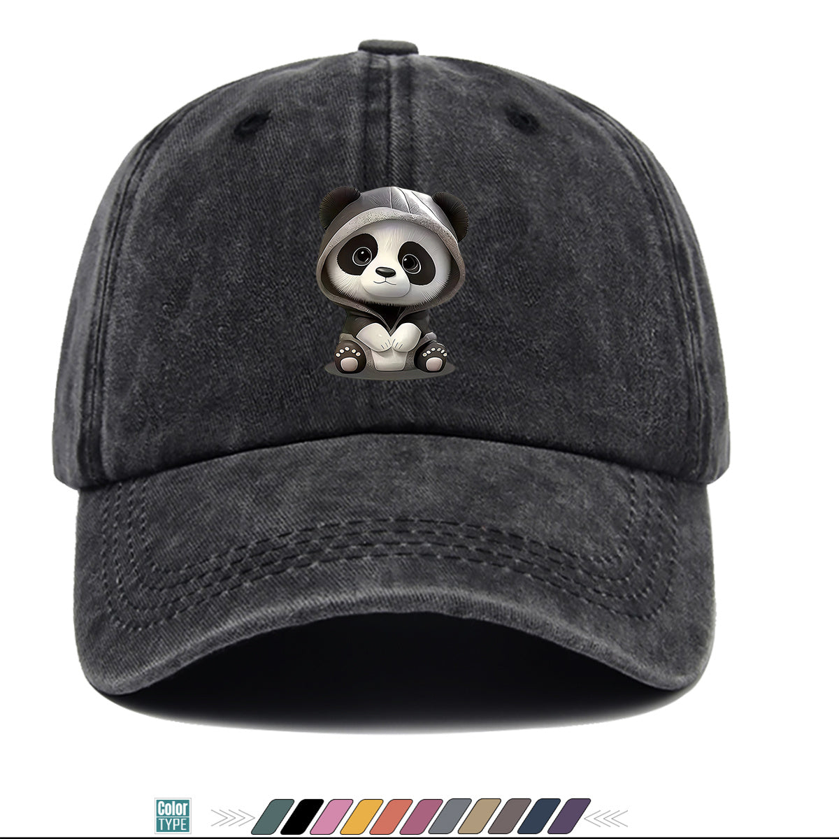 1pc Panda Hoodie Cartoon Print Baseball Cap Cute Panda Pattern Comfortable And Breathable Duck Tongue Hat Fashionable And Versatile Unisex Baseball Cap Adjustable Size Daily Hat Couple Outing Hat Suitable for Shopping, Playing, Dating, Daily Life