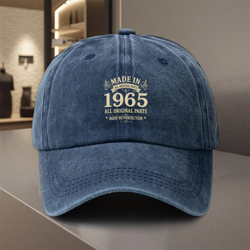 1pc, Adjustable Baseball Cap with "1965" Print, Made of Lightweight Polyester Fiber. Ideal for Weddings, Parties, Music Festivals, Bachelor Parties, Birthday Gifts, and Outdoor Cycling Photoshoots. ALL ORIGINAL PARTS, AGED to PERFECTION
