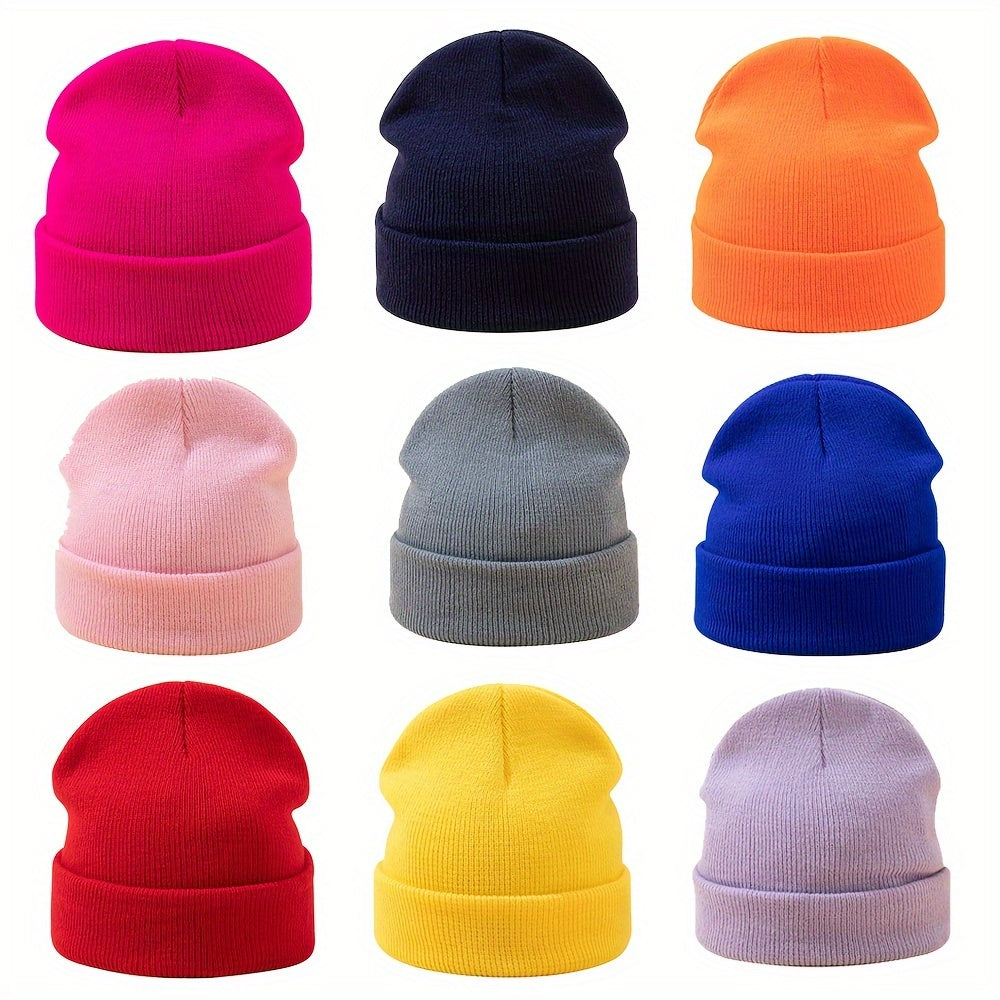 Outdoor Knit Hat Men'S Solid Color Winter Warm Elastic Large Premium Knit Hat Men Women Warm Cold-Proof Cap Easy