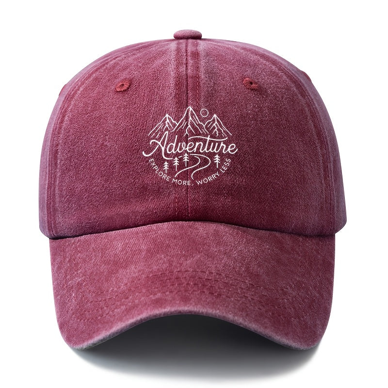A Stylish And Versatile Unisex Adventure Baseball Cap with a Printed Design, Featuring a Classic Retro Washed Look. This Lightweight Outdoor Cap Is Perfect for Truck Drivers And Is Suitable for Casual Occasions Like Outdoor Vacations, Camping