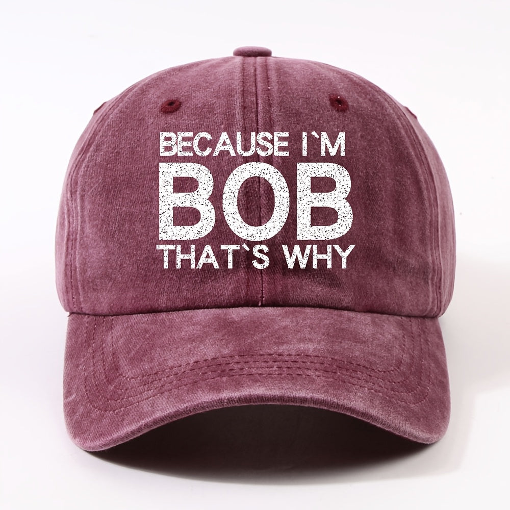 1 Fashion BOB Letter Embroidered Trendy Baseball Cap Unisex Outdoor Adjustable Dad Hat Street Cycling Face Slimming Versatile Curved Brim Baseball Cap