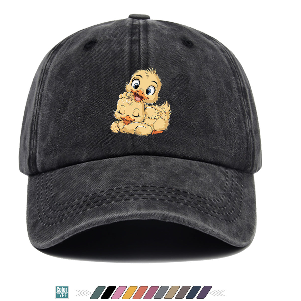 1pc Cute Little Yellow Duck Print Baseball Cap, Adorable Cartoon Duck Pattern Sun Hat, Fashion Casual Sunshade Hat, Unisex Adjustable Duckbill Cap, Soft Breathable Hat, Outing Hat, Versatile Hat, Best Friend Shopping Hat, Outdoor Picnic Play Hat