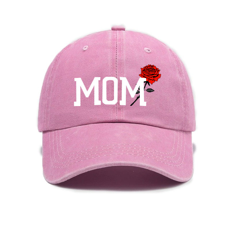 1 Top Water Washed Old Printed Baseball Cap Adult Casual Versatile Retro Old Style MOM Printed Water Washed Soft Top Baseball Cap Unisex Sun Hat