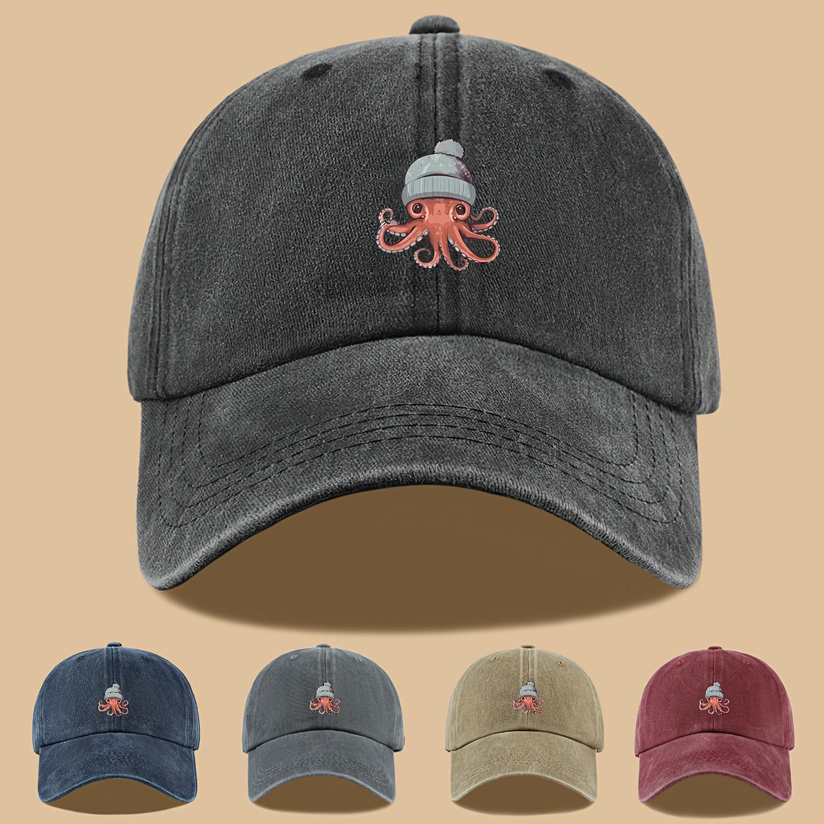 1pc Octopus Print Baseball Cap, Lightweight, Comfortable, and Breathable Outdoor Sun Hat, Stylish, Simple, and Aesthetic, Adjustable Size Baseball Cap for Men and Women, Trucker Dad Hat, Mom's Beach Vacation Hat, Suitable for Outdoor Fishing