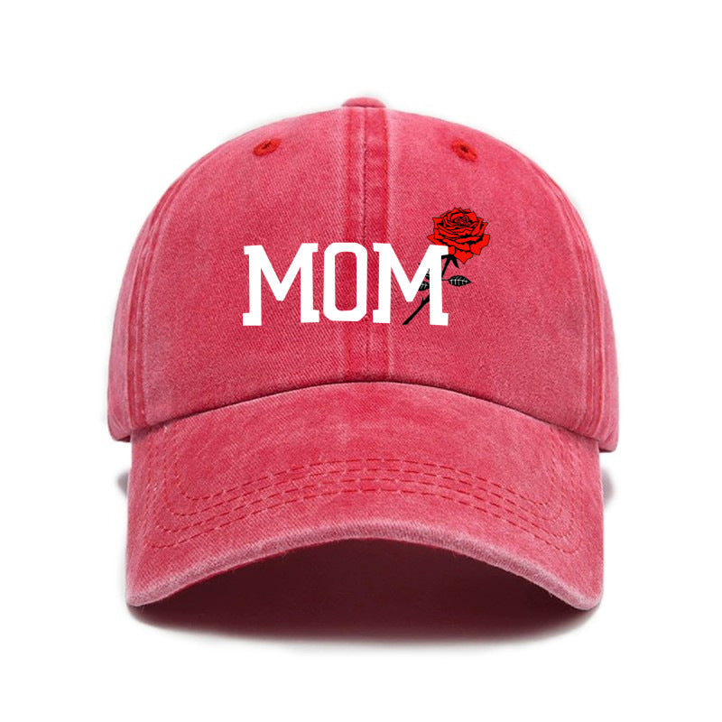 1 Top Water Washed Old Printed Baseball Cap Adult Casual Versatile Retro Old Style MOM Printed Water Washed Soft Top Baseball Cap Unisex Sun Hat