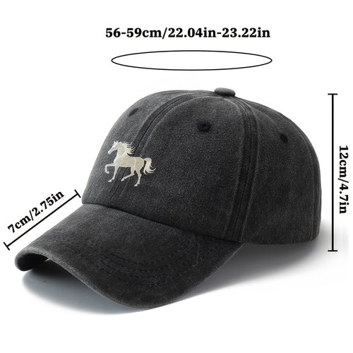 1 Unisex Fashion Versatile Printed Horse Baseball Cap | Classic Vintage Washed Lightweight Curved Brim, Ideal for Outdoor Travel, Camping, Casual Daily Wear, Hip-Hop Festivals |, Woven, Brand: MAKEFGE