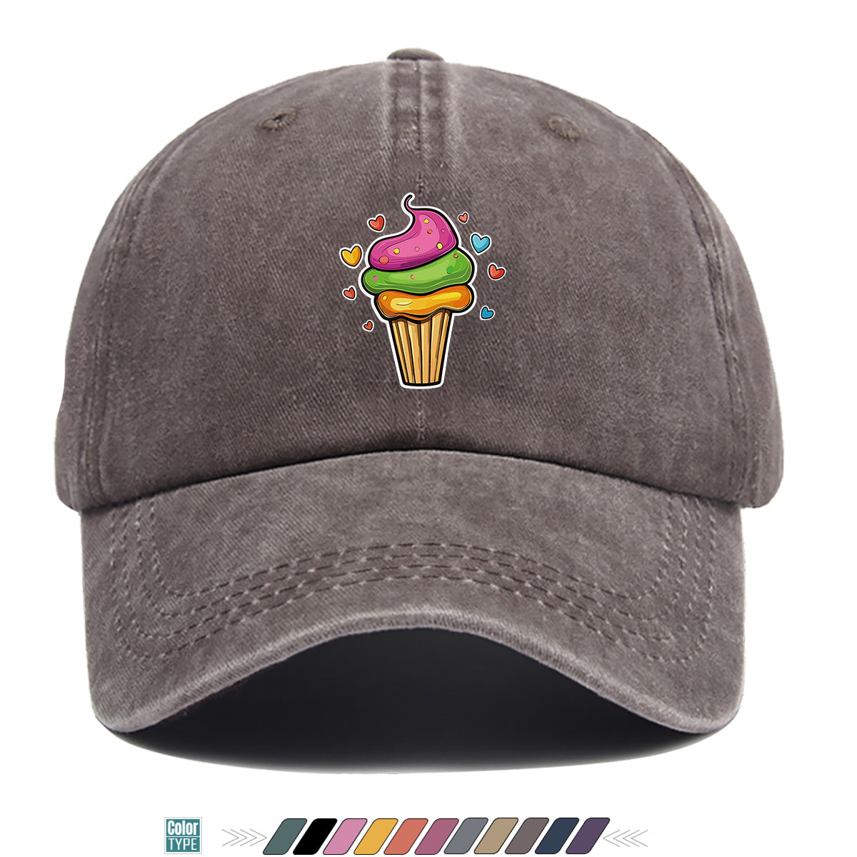 1pc Colorful Cream Cake Print Baseball Cap, Sweet Cute Sun Hat, Fashionable Individual Aesthetic Unisex Cap, Adjustable Size Street Trendy Hat, Bestie Outing Hat, Suitable for Daily Commute, Dates, Parties, Amusement Parks, Afternoon Tea